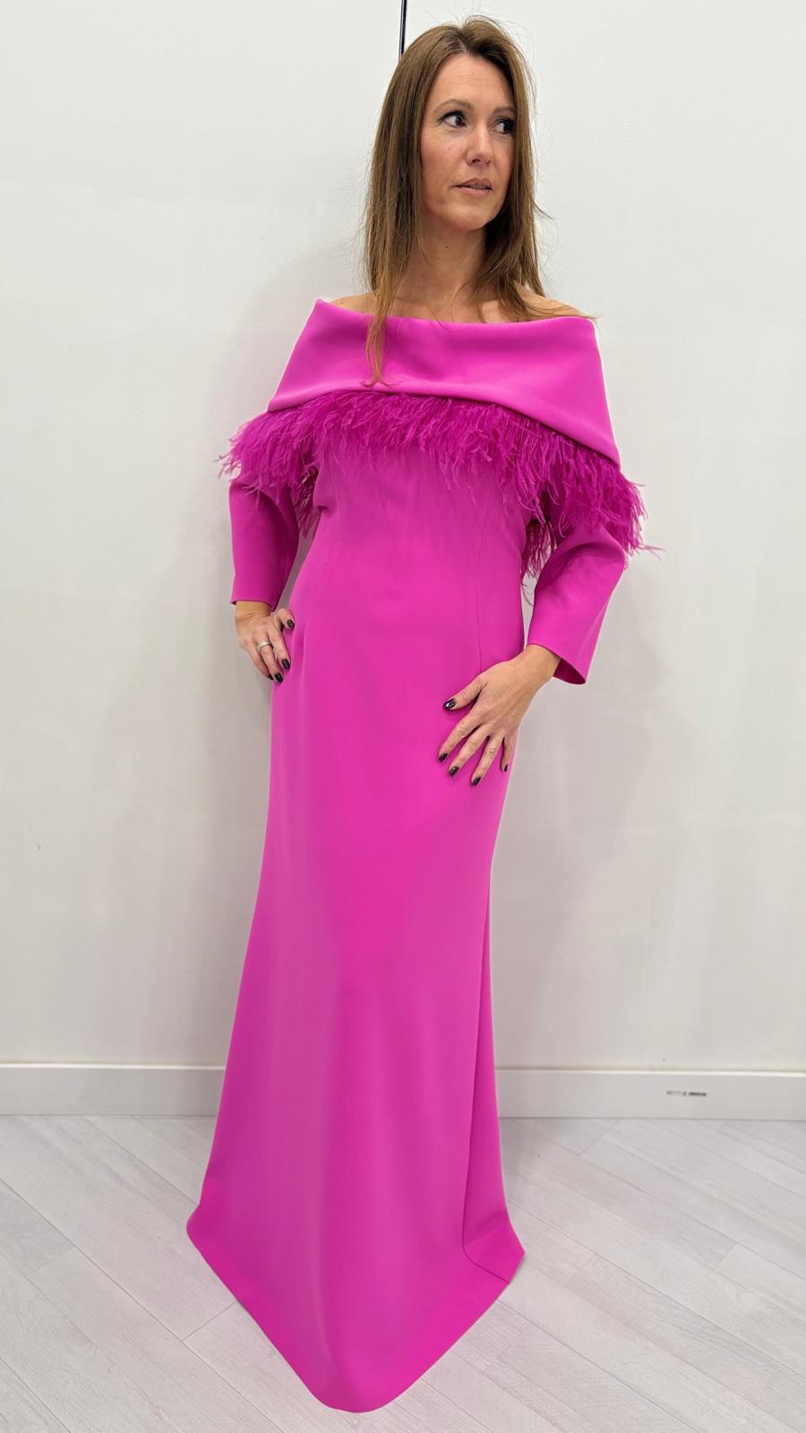 Vestido largo plumas - Imagen 5