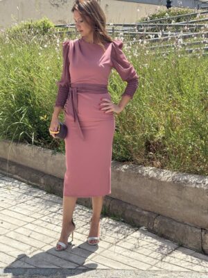 Vestido mangas puntos