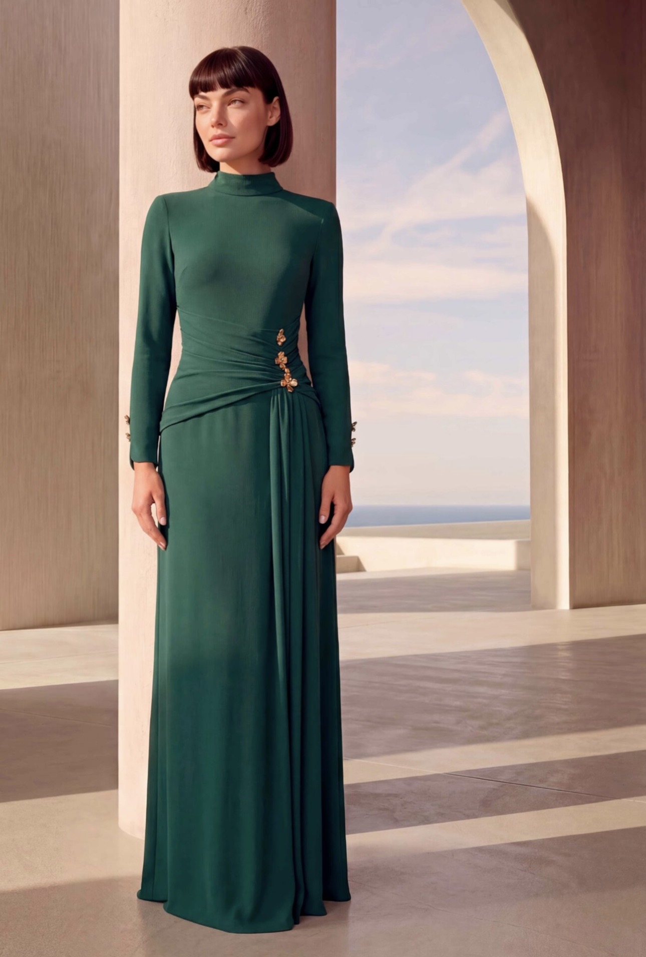 Vestido Largo Botón Flor - Imagen 3