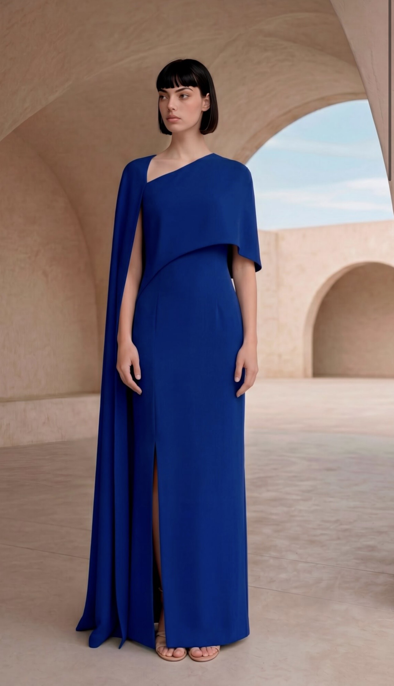 Vestido Madrina Capa asimétrica - Imagen 2