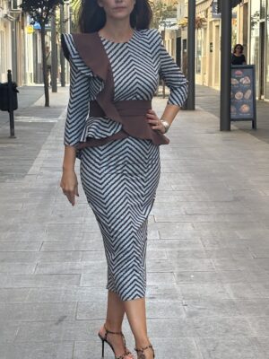 Vestido Silvia Peplum Rayas