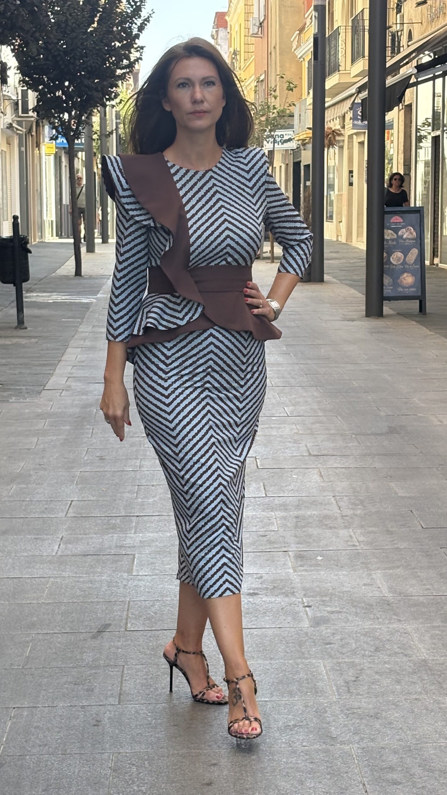 Vestido Silvia Peplum Rayas