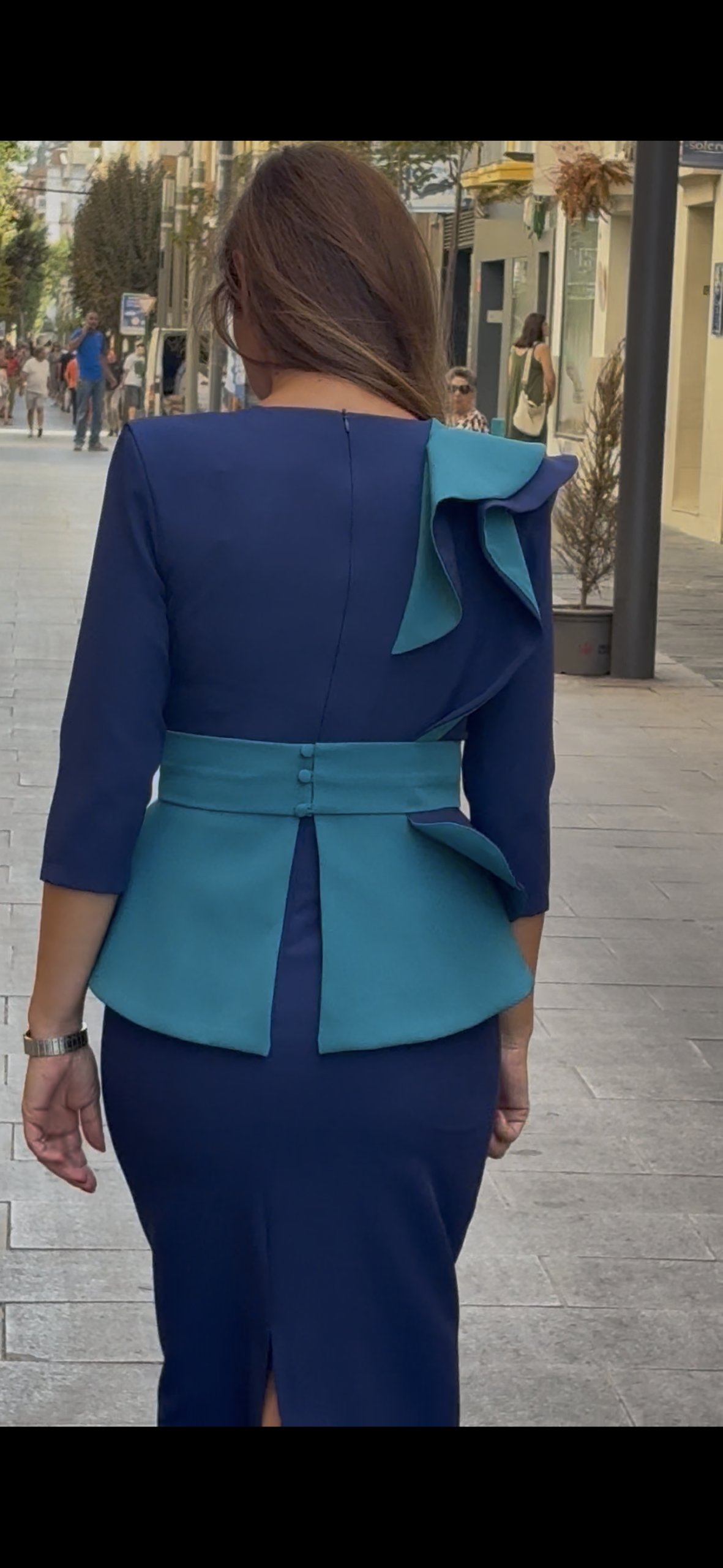 Vestido Silvia Peplum Azul - Imagen 5
